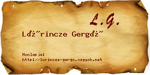 Lőrincze Gergő névjegykártya